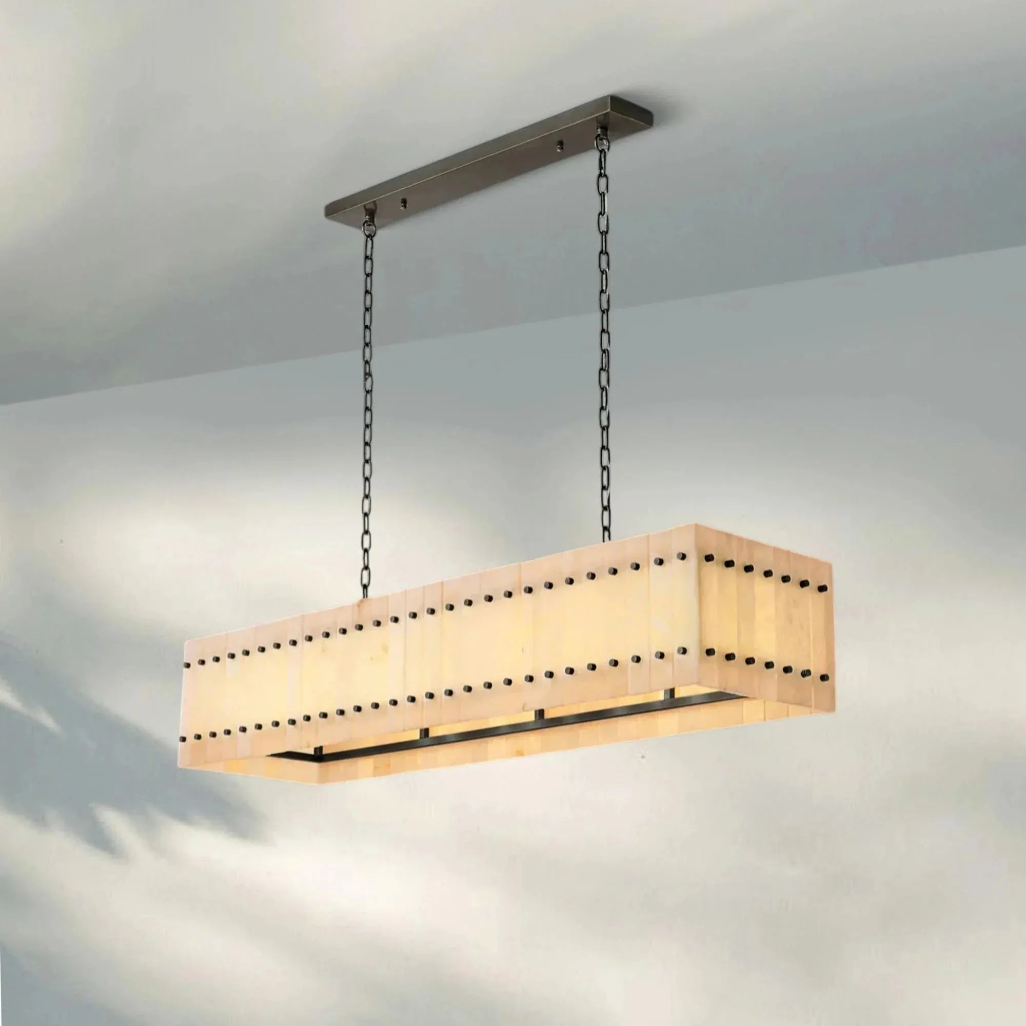 Sun Marco Alabaster Linear Chandelier 54" 72" - Blushlighting