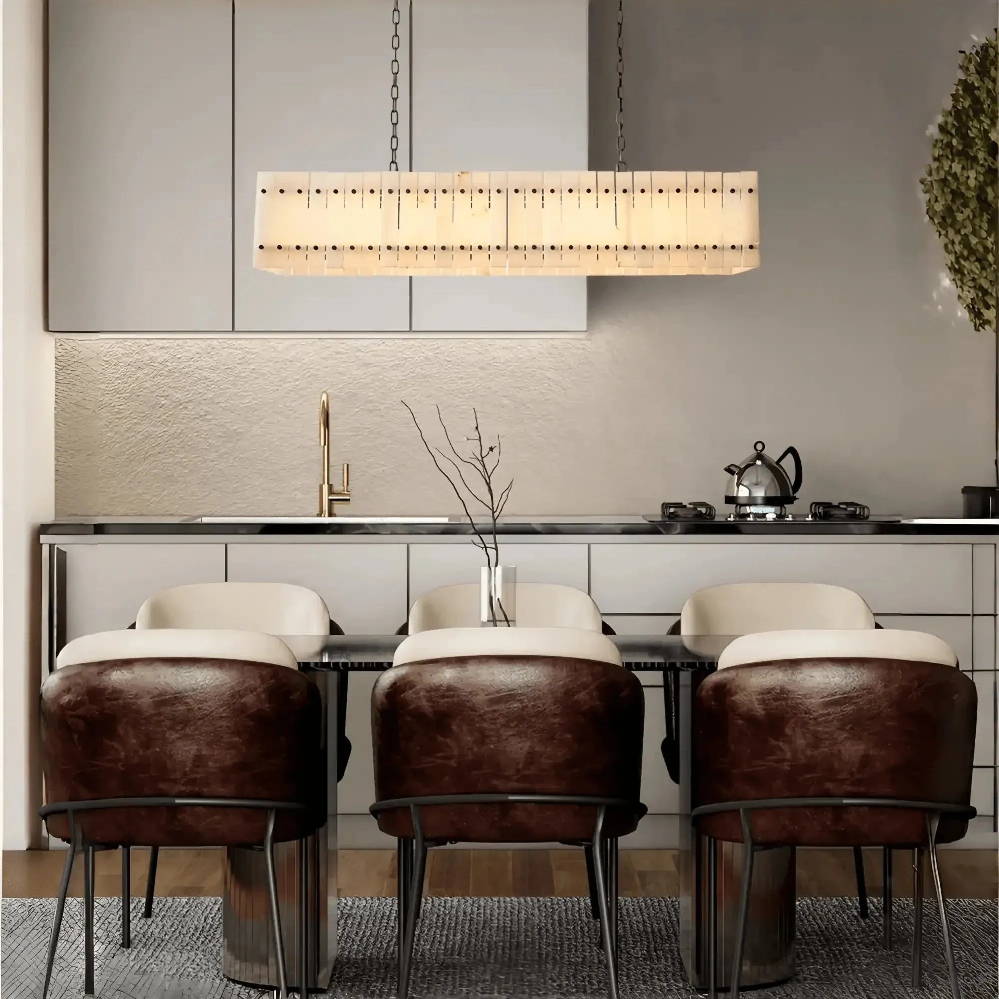 Sun Marco Alabaster Linear Chandelier 54" 72" - Blushlighting