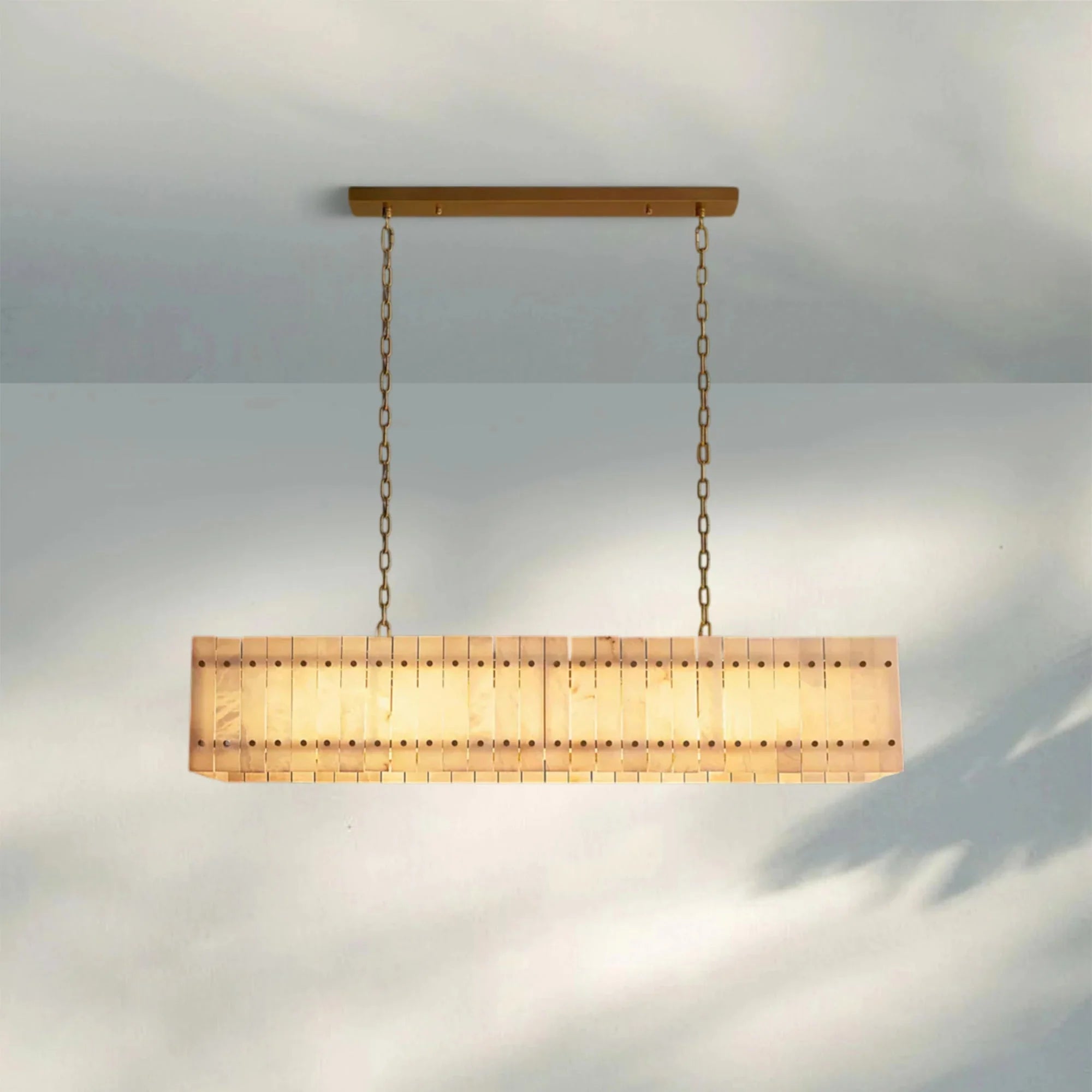 Sun Marco Alabaster Linear Chandelier 54" 72" - Blushlighting