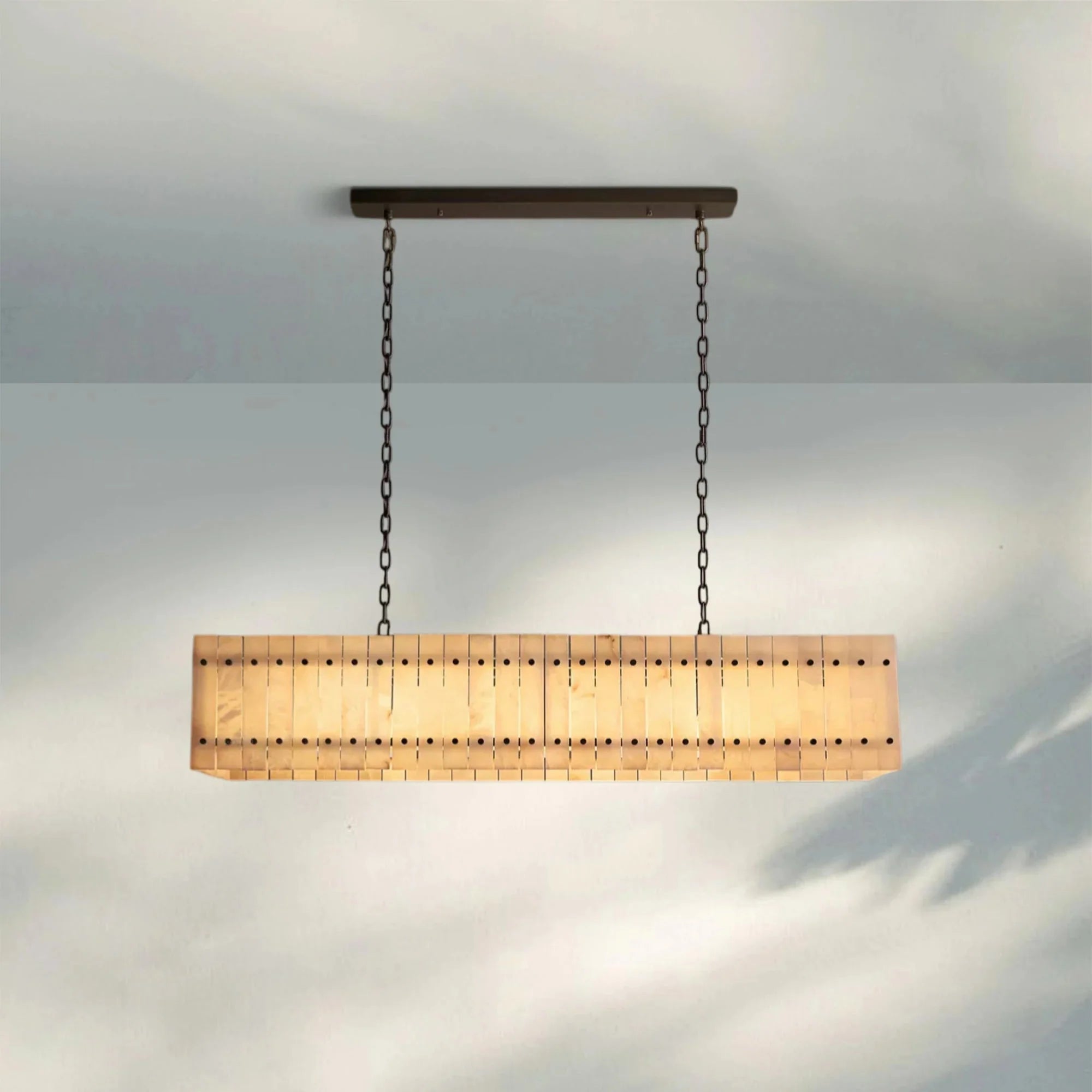 Sun Marco Alabaster Linear Chandelier 54" 72" - Blushlighting