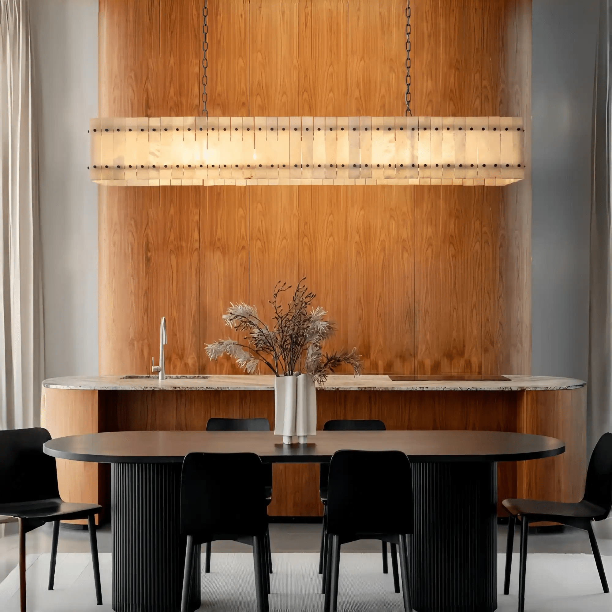 Sun Marco Alabaster Linear Chandelier 54" 72" - Blushlighting