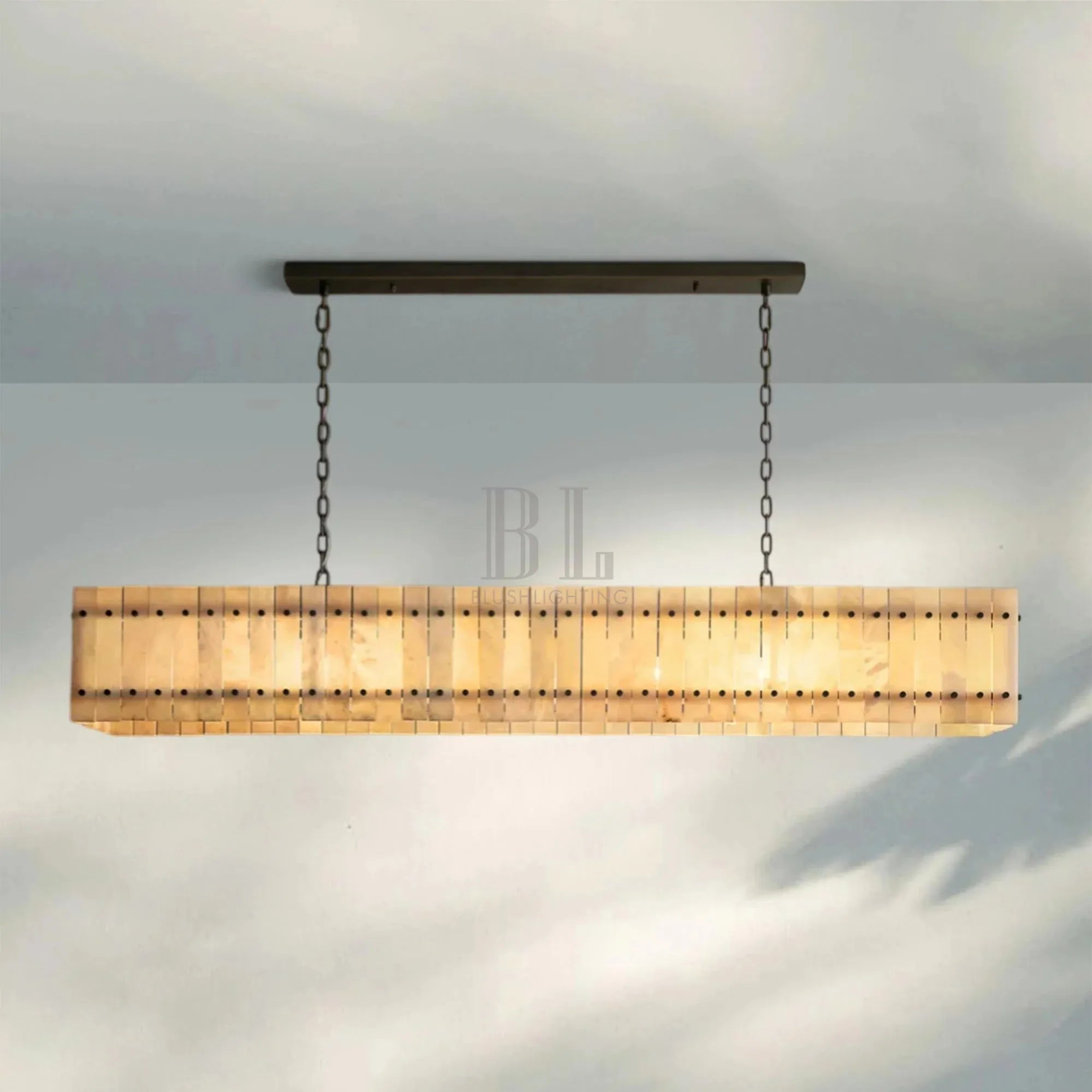 Sun Marco Alabaster Linear Chandelier 54" 72" - Blushlighting