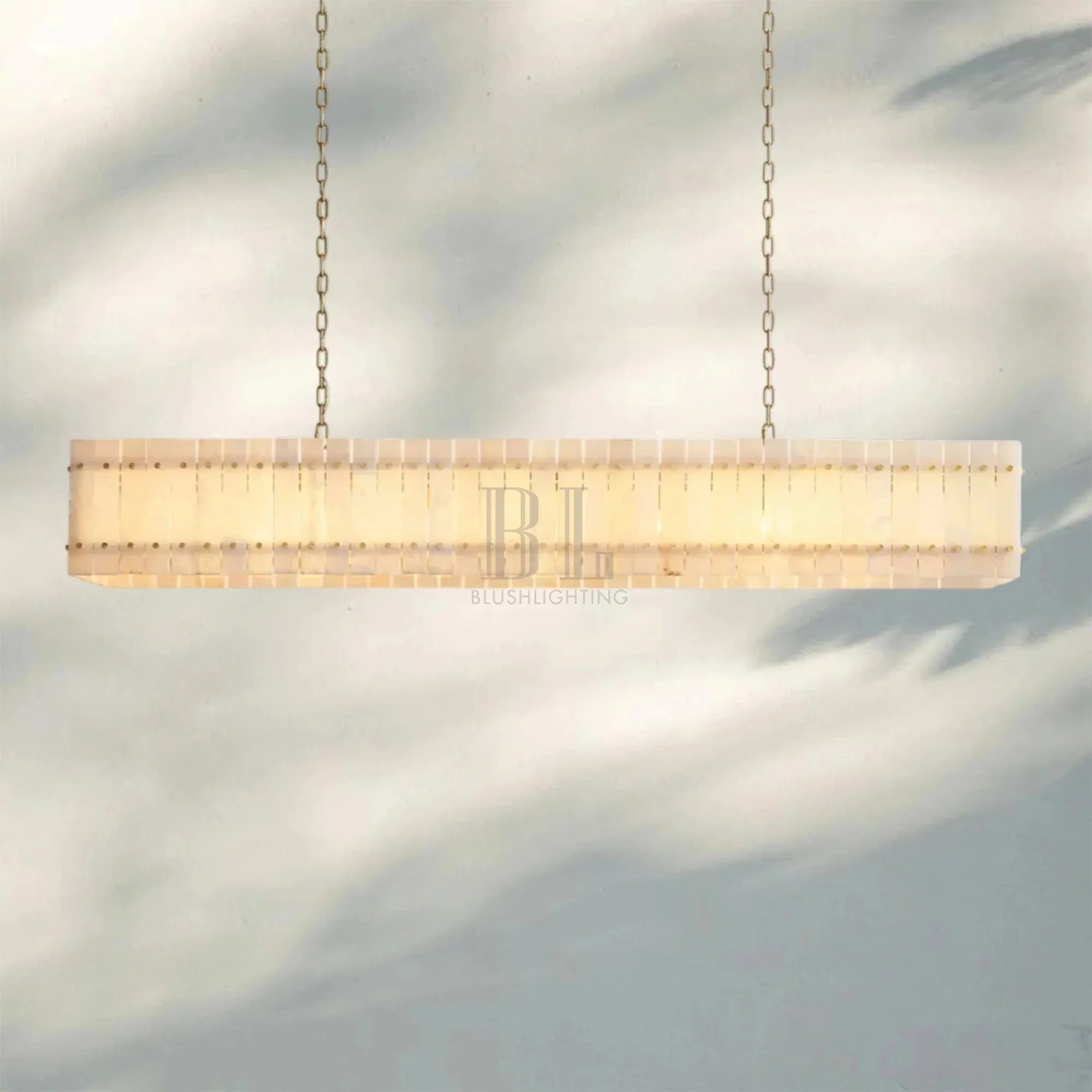 Sun Marco Alabaster Linear Chandelier 54" 72" - Blushlighting