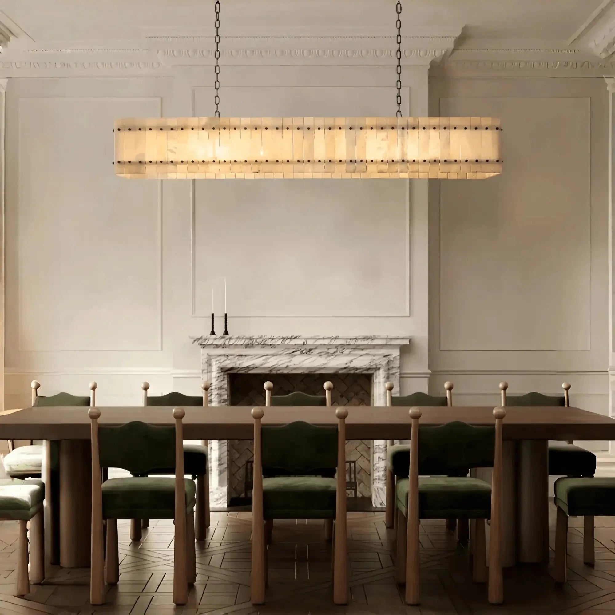 Sun Marco Alabaster Linear Chandelier 54" 72" - Blushlighting