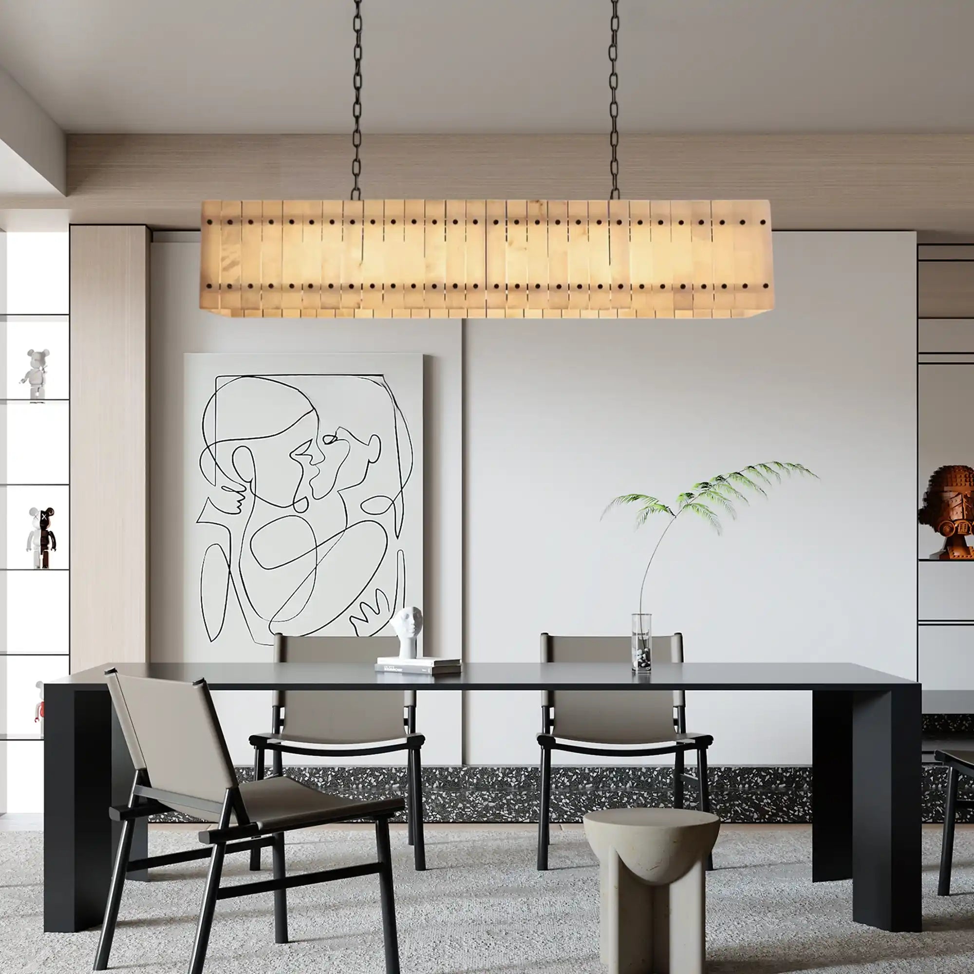 Sun Marco Alabaster Linear Chandelier 54" 72"-Blushlighting
