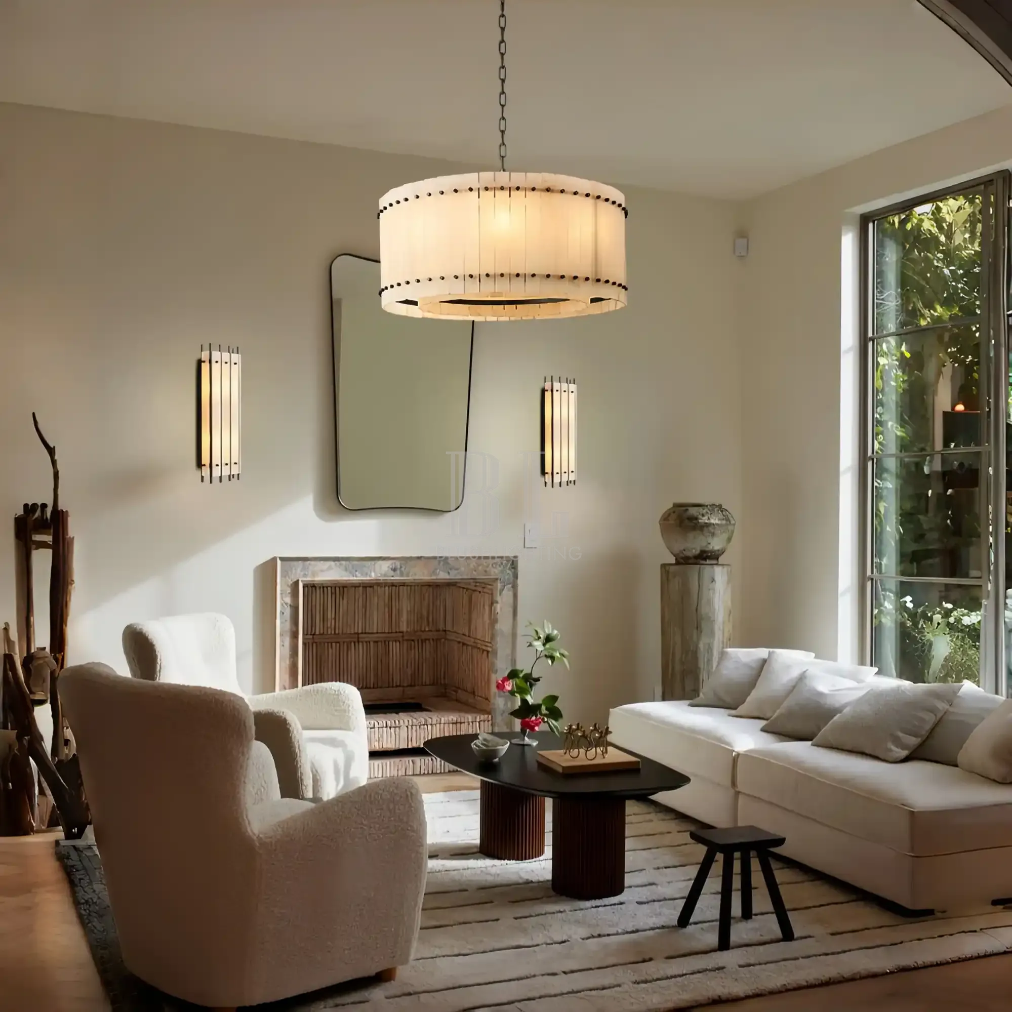 Sun Marco Alabaster Round Chandelier 22'' 37'' 48'' 60''-37''-Bronze-Blushlighting