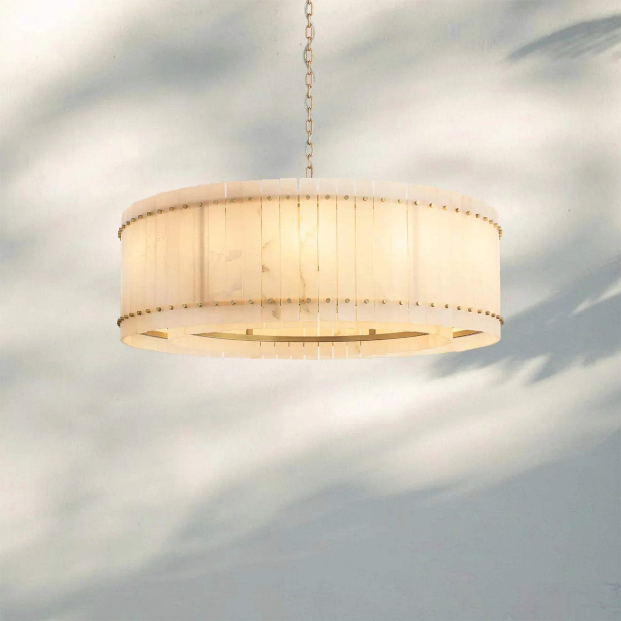 Sun Marco Alabaster Round Chandelier 22'' 37'' 48'' 60''-48''-Brass-