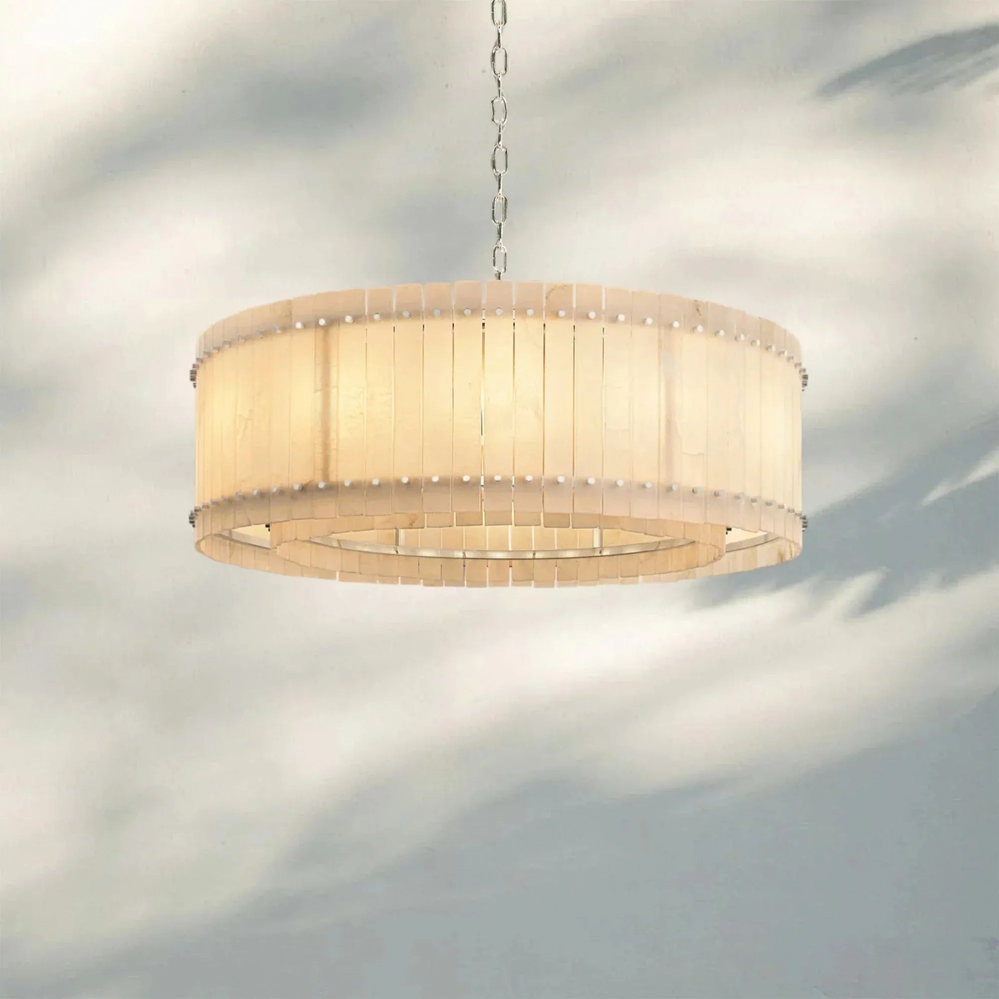 Sun Marco Alabaster Round Chandelier 22'' 37'' 48'' 60''-48''-Nickel-