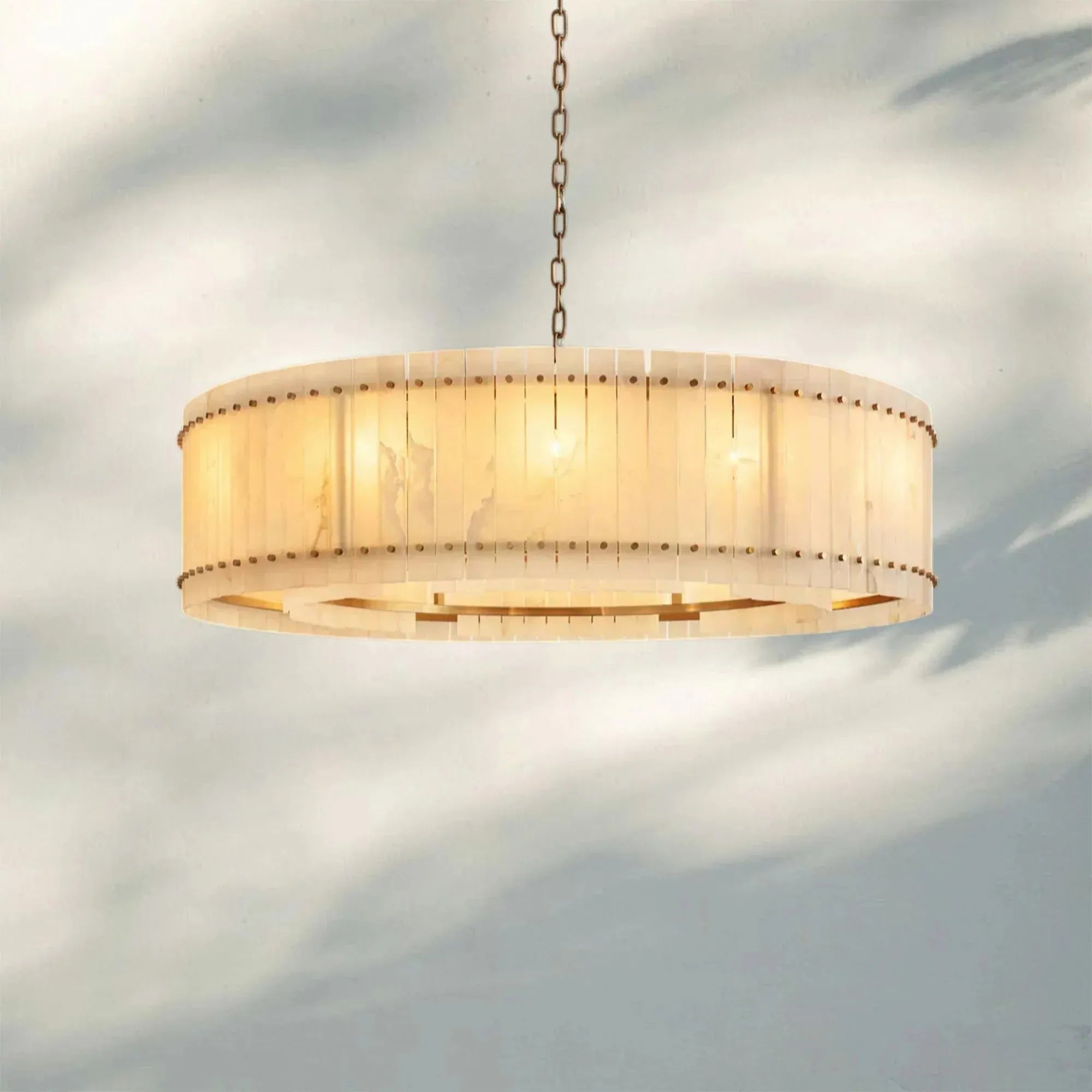 Sun Marco Alabaster Round Chandelier 22'' 37'' 48'' 60''-60''-Brass-