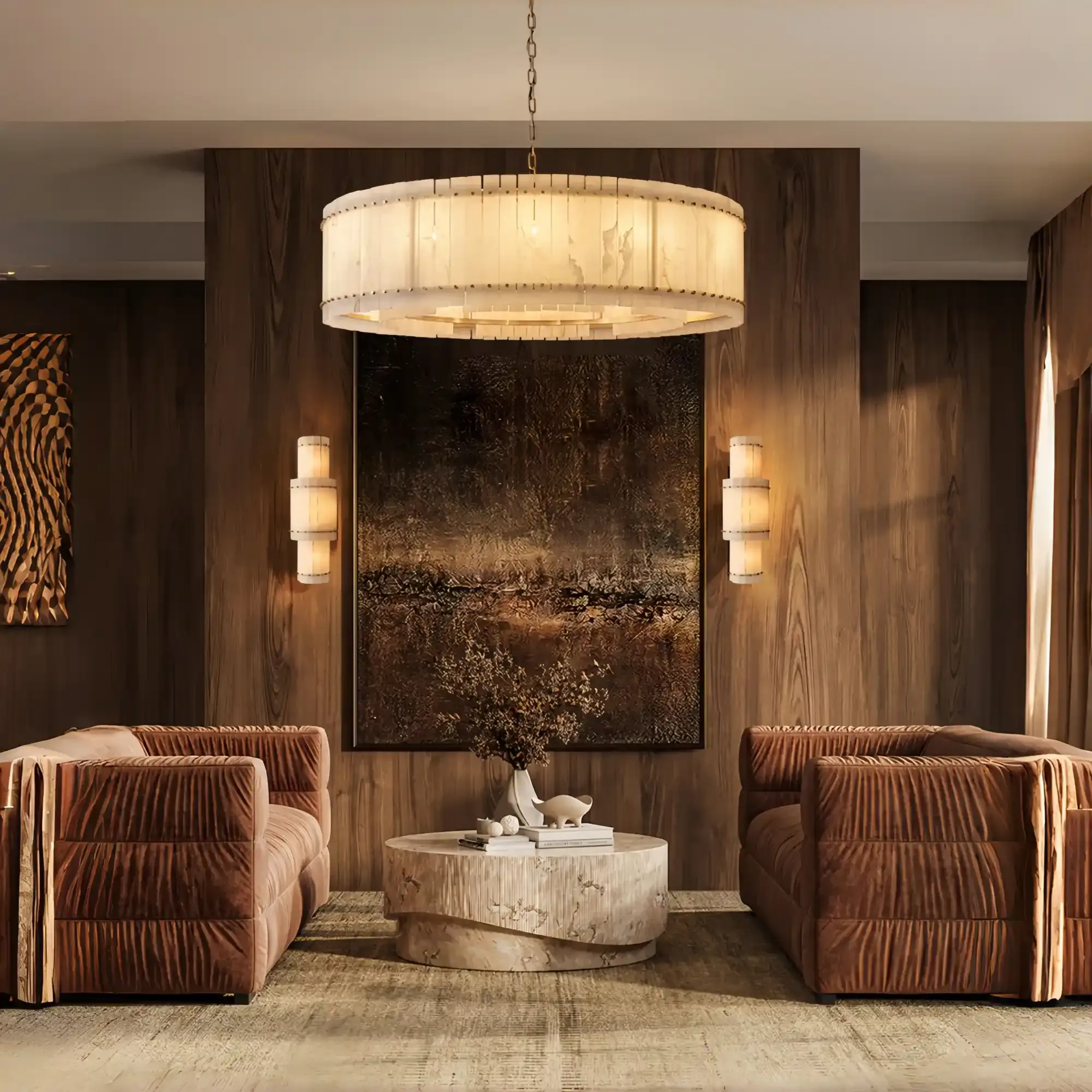 Sun Marco Alabaster Round Chandelier 22'' 37'' 48'' 60''-60''-Brass-Blushlighting