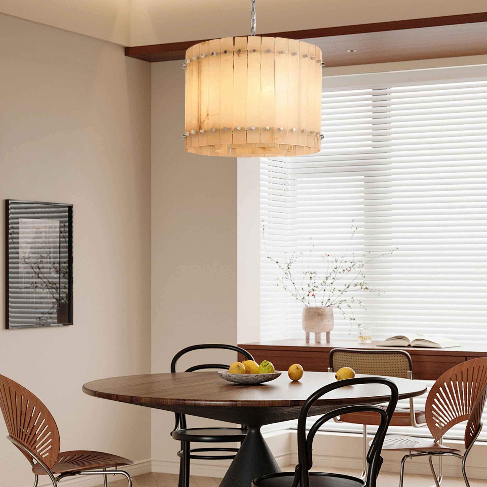 Sun Marco Alabaster Round Chandelier 22'' 37'' 48'' 60''-22''-Nickel-Blushlighting