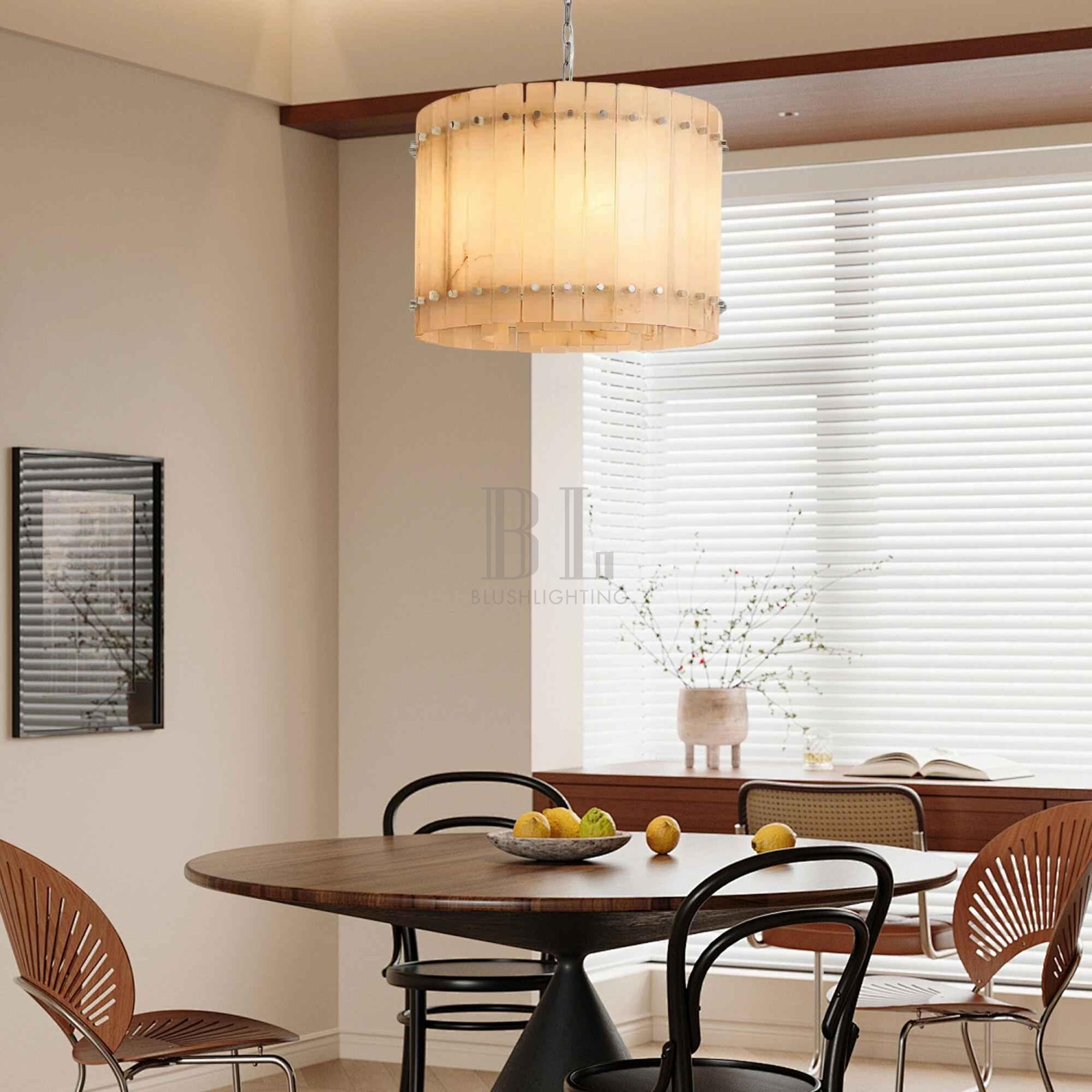 Sun Marco Alabaster Round Chandelier 22'' 37'' 48'' 60''-22''-Nickel-Blushlighting