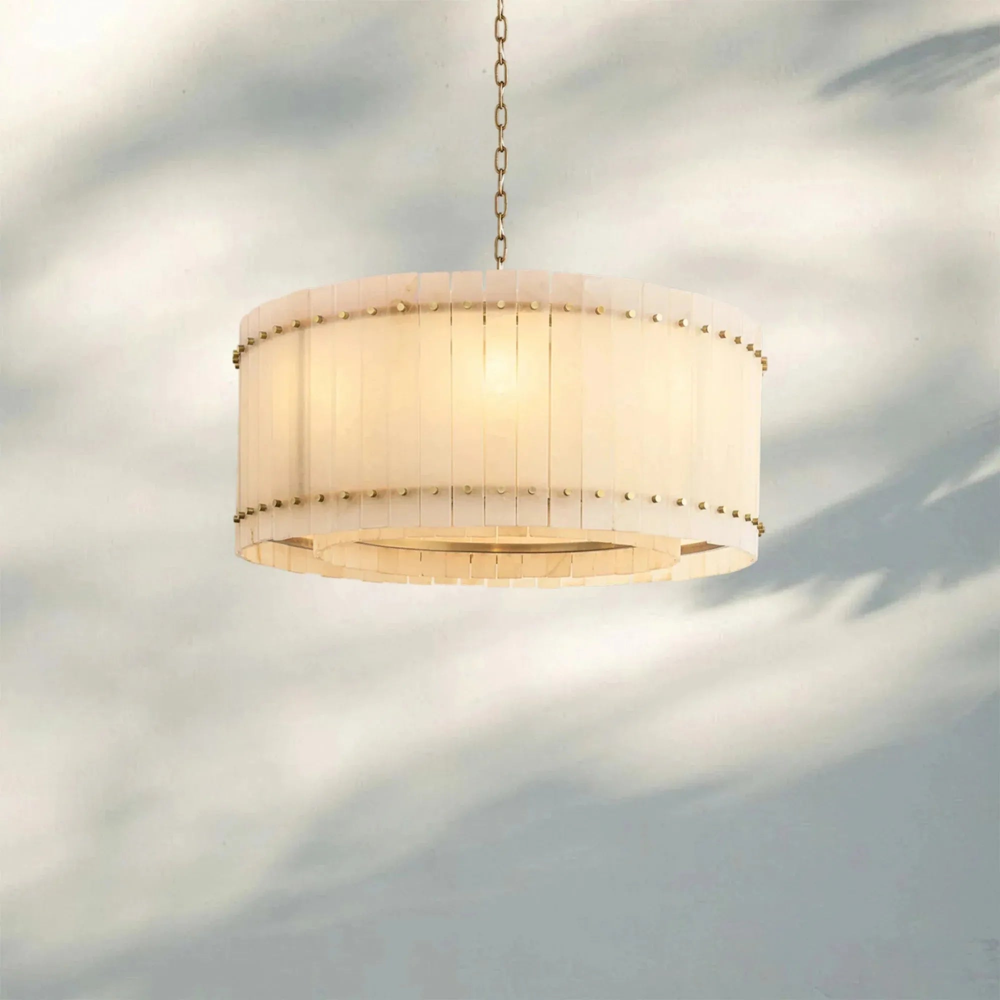 Sun Marco Alabaster Round Chandelier 22'' 37'' 48'' 60''-37''-Brass-