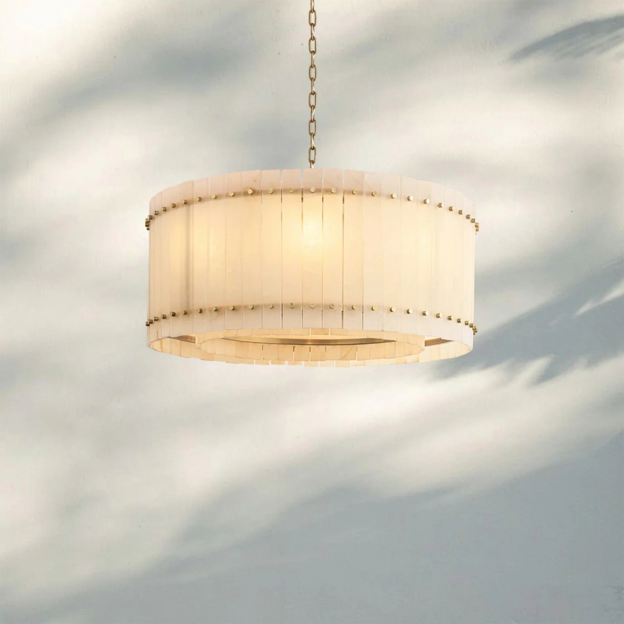 Sun Marco Alabaster Round Chandelier 22'' 37'' 48'' 60''-37''-Brass-