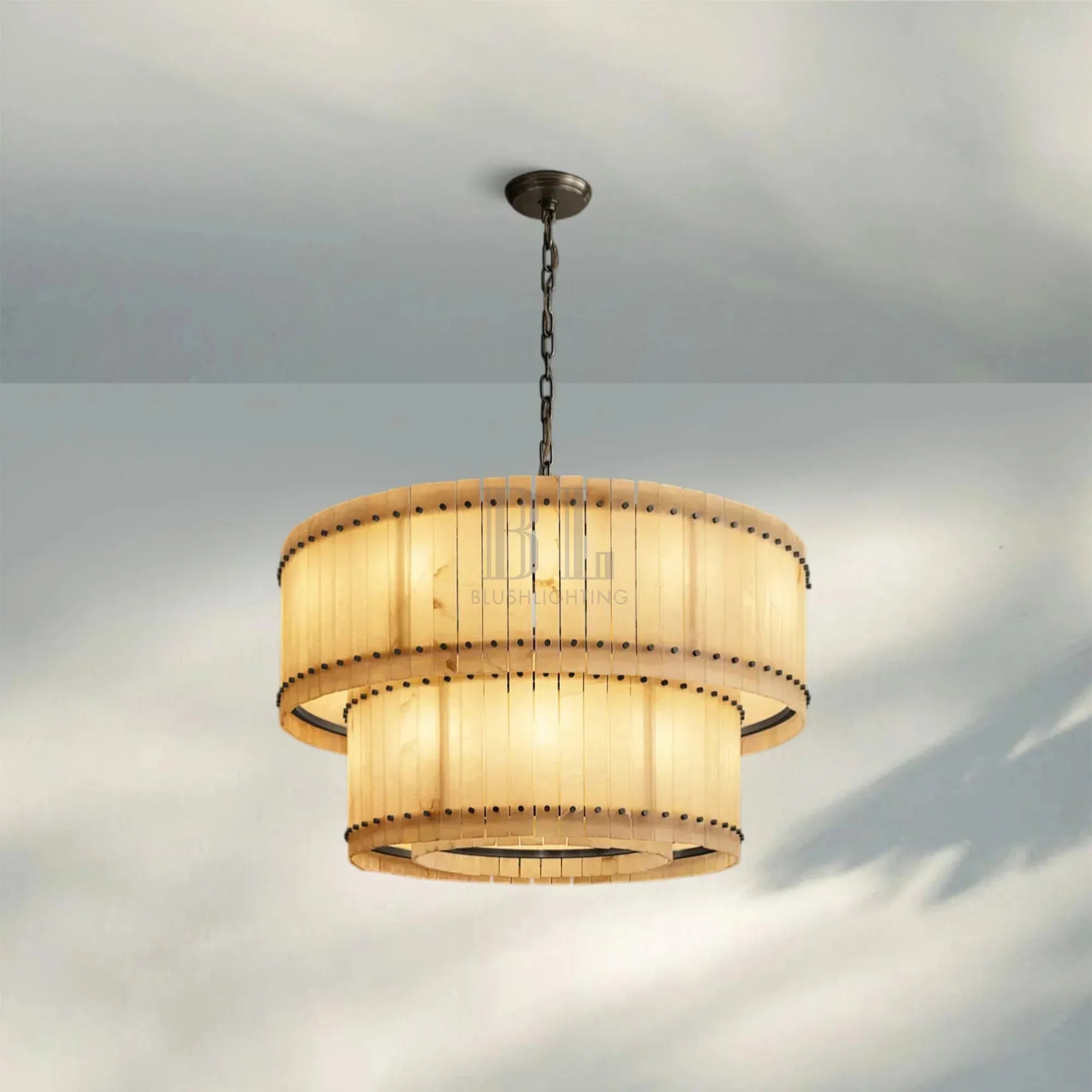 Sun Marco Alabaster Round Tiered Chandelier-