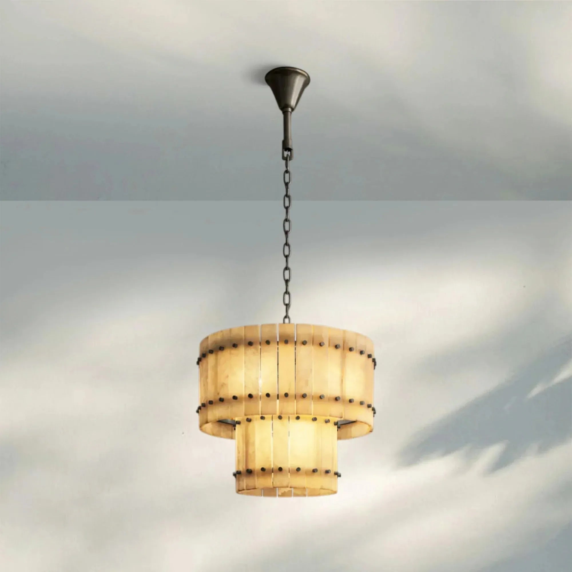 Sun Marco Alabaster Round Tiered Chandelier-