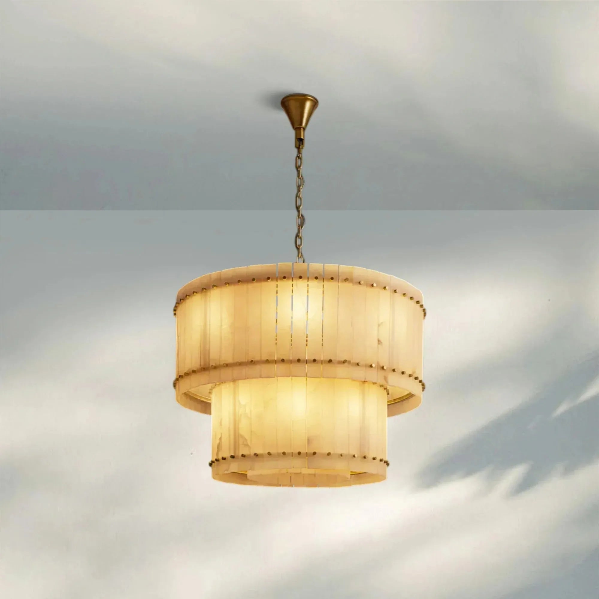 Sun Marco Alabaster Round Tiered Chandelier-