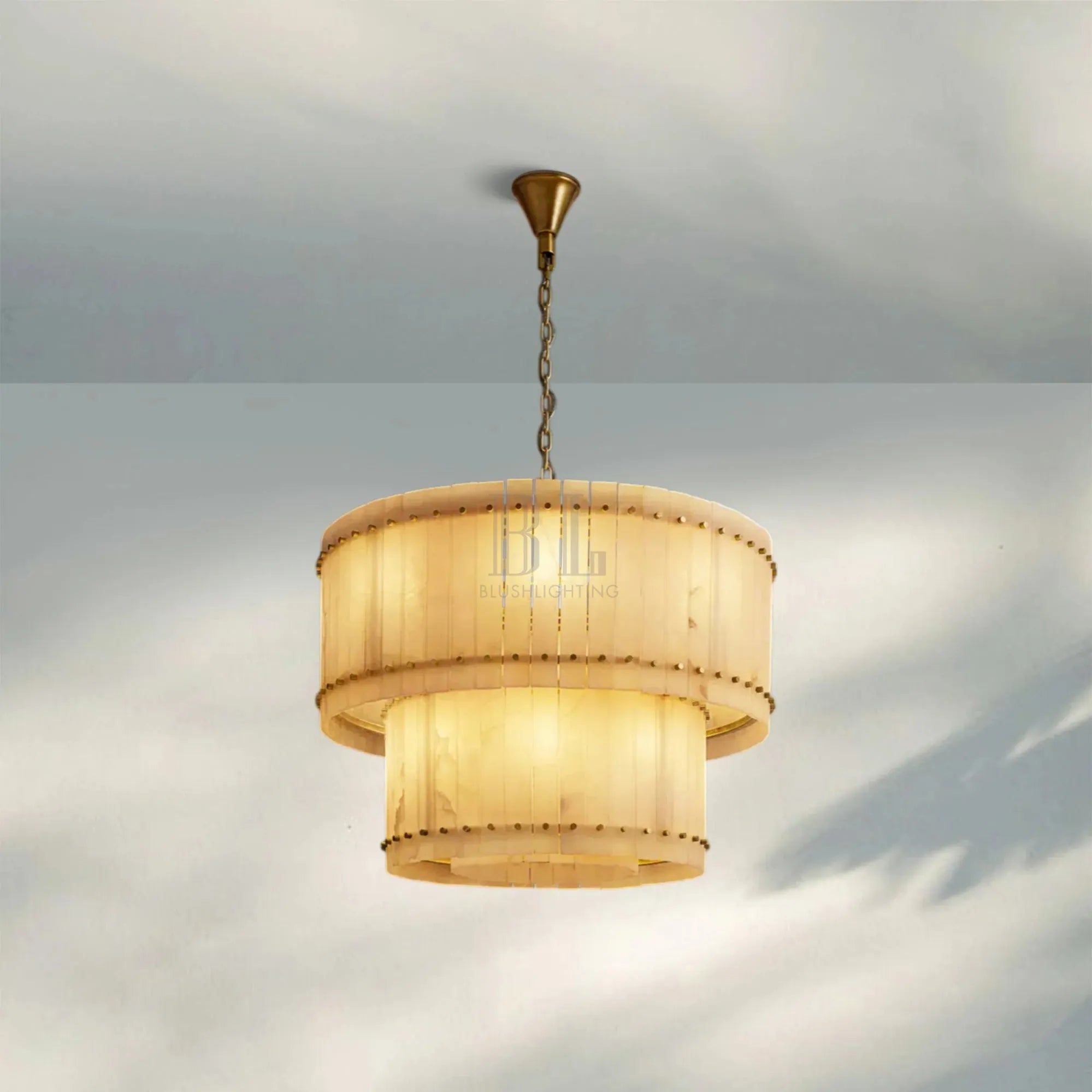 Sun Marco Alabaster Round Tiered Chandelier-