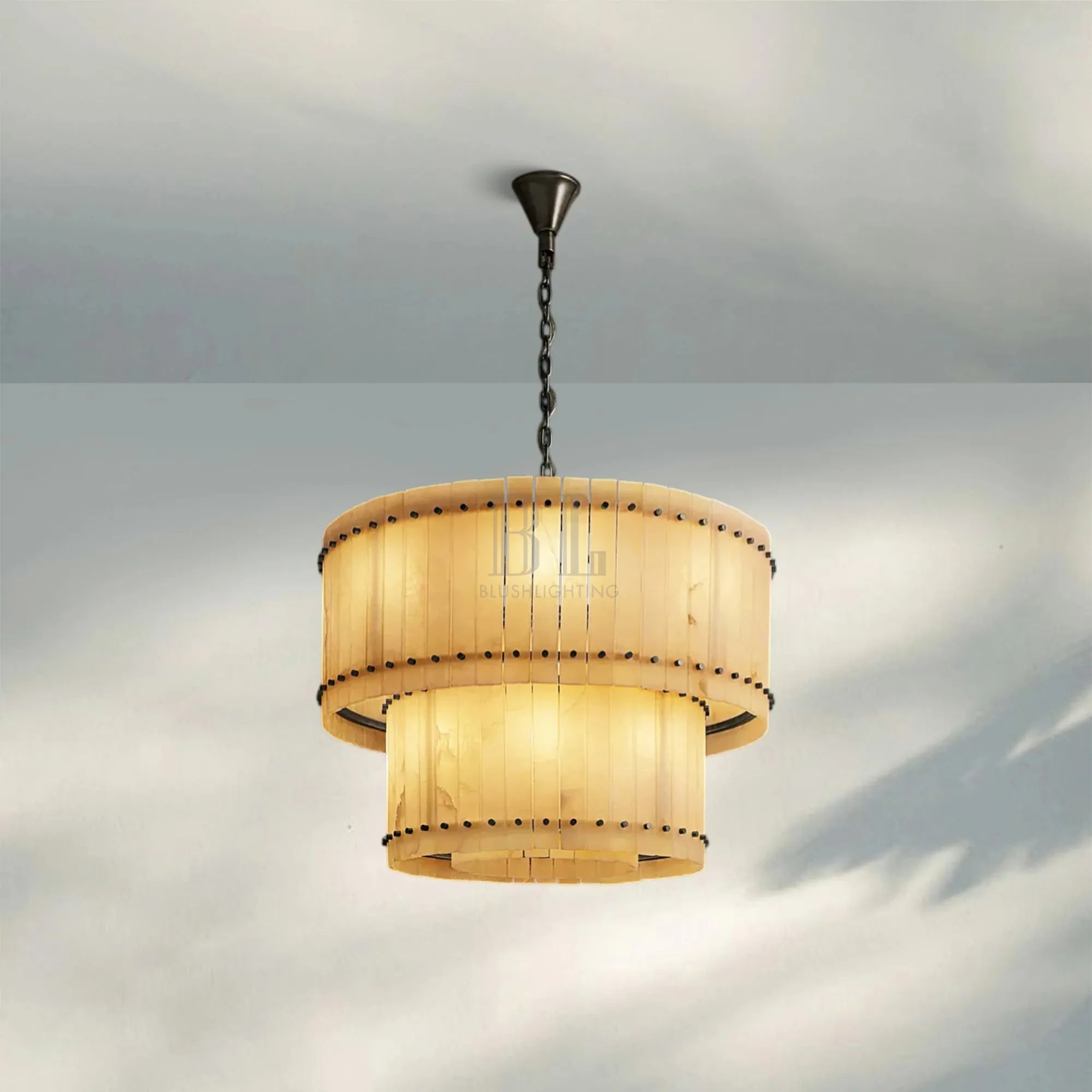Sun Marco Alabaster Round Tiered Chandelier-