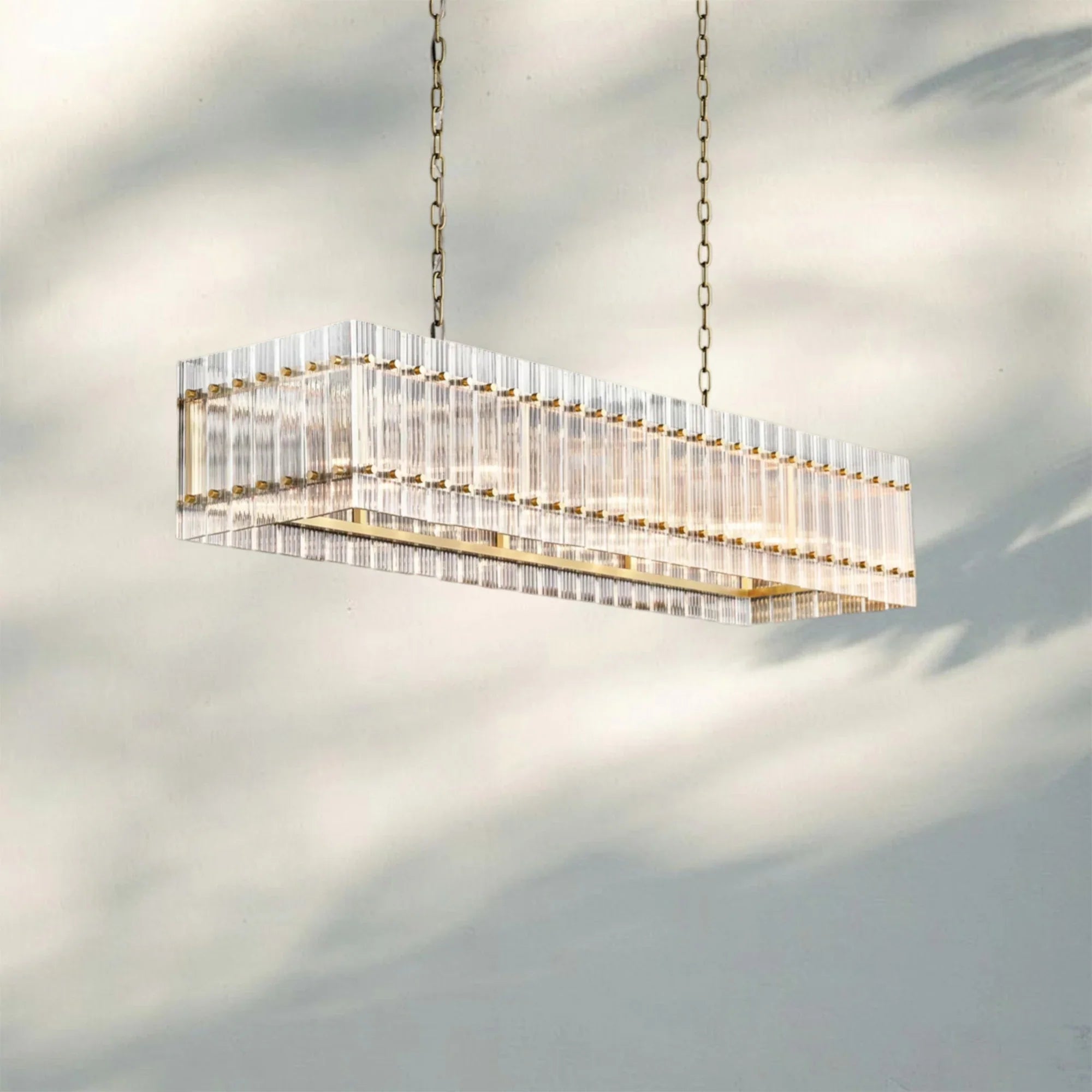 Sun Marco Modern Glass Rectangular Chandelier-