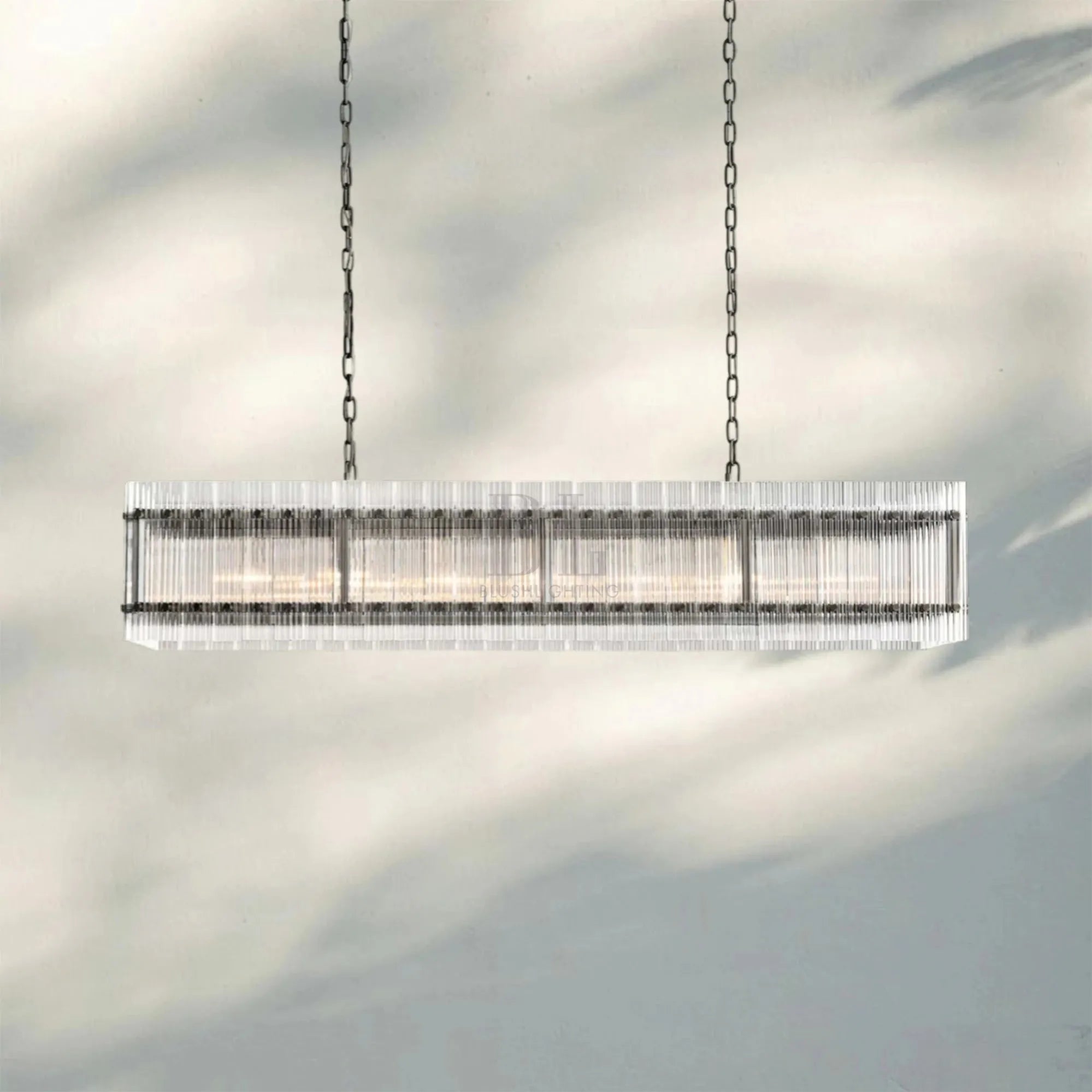 Sun Marco Modern Glass Rectangular Chandelier-Rectangular 54''-Bronze-