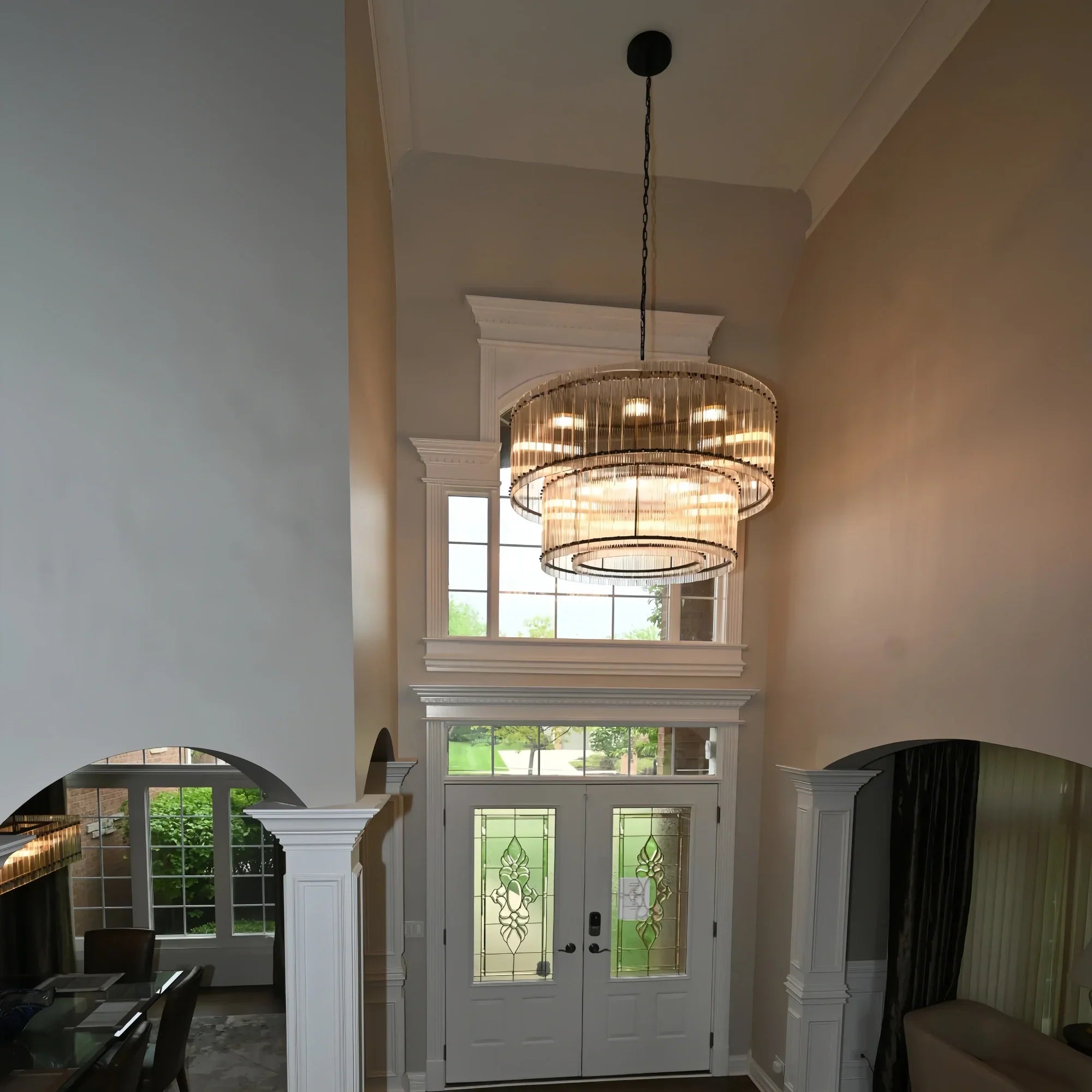 Sun Marco Modern Tierd Glass Round Chandelier-