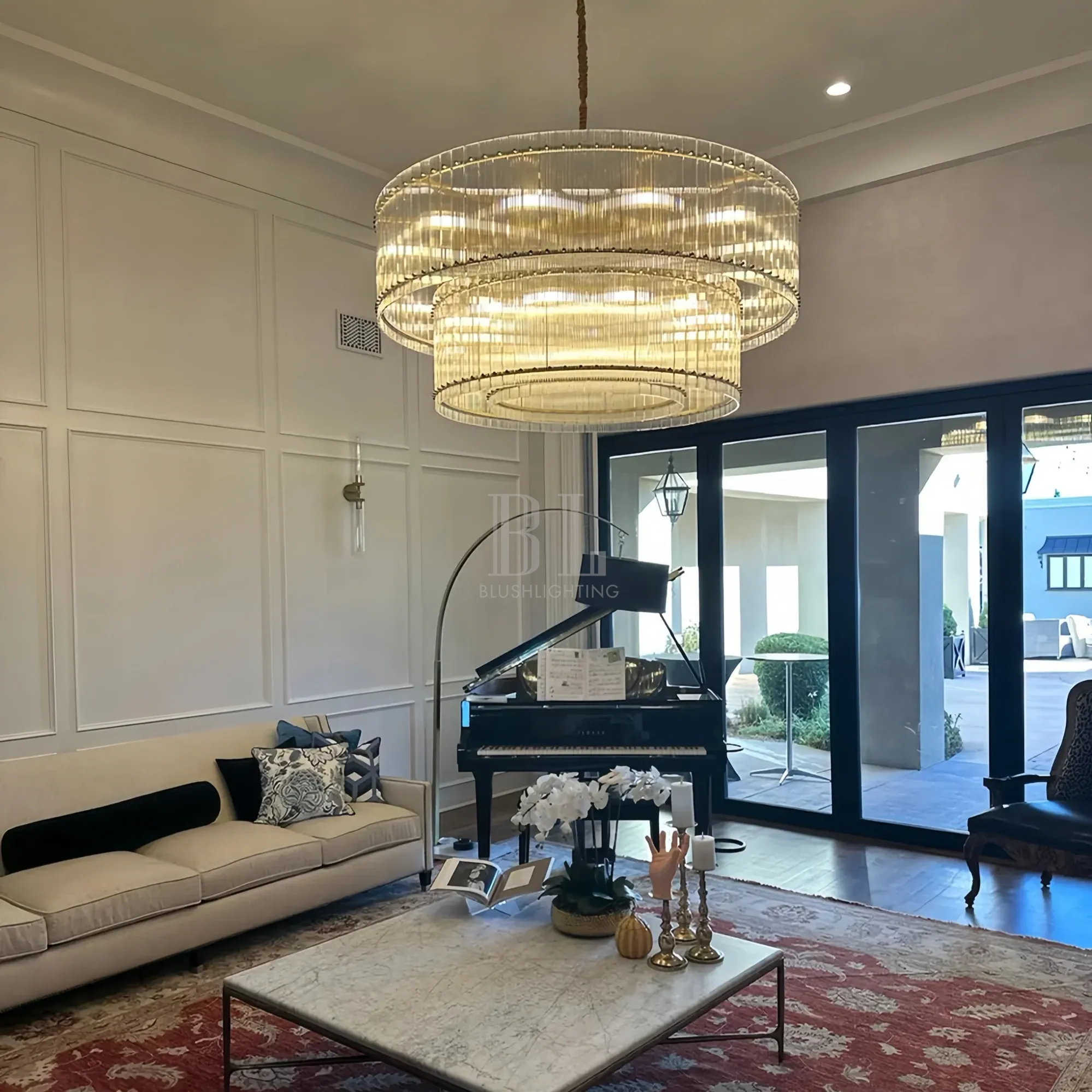 Sun Marco Modern Tierd Glass Round Chandelier-