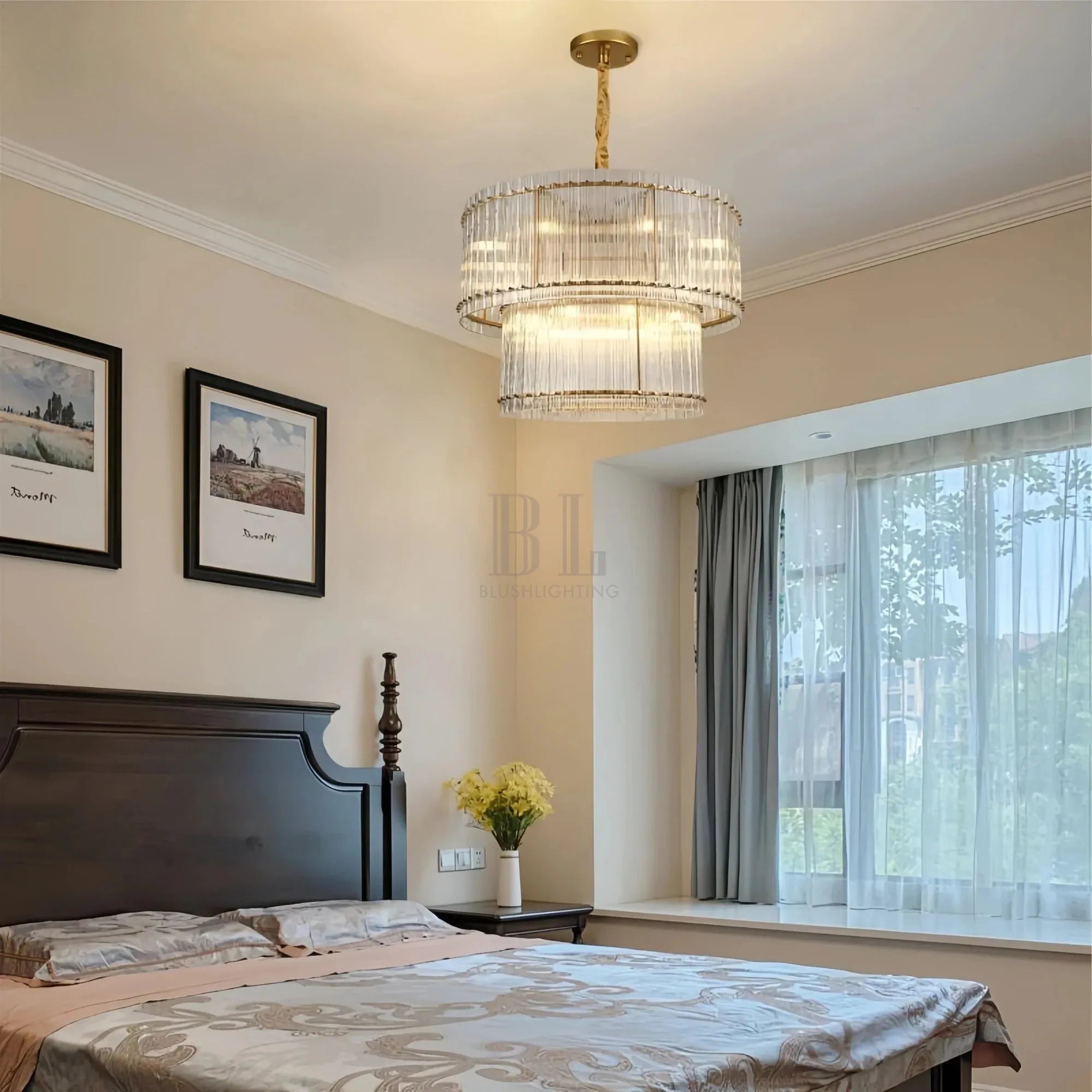 Sun Marco Modern Tierd Glass Round Chandelier-