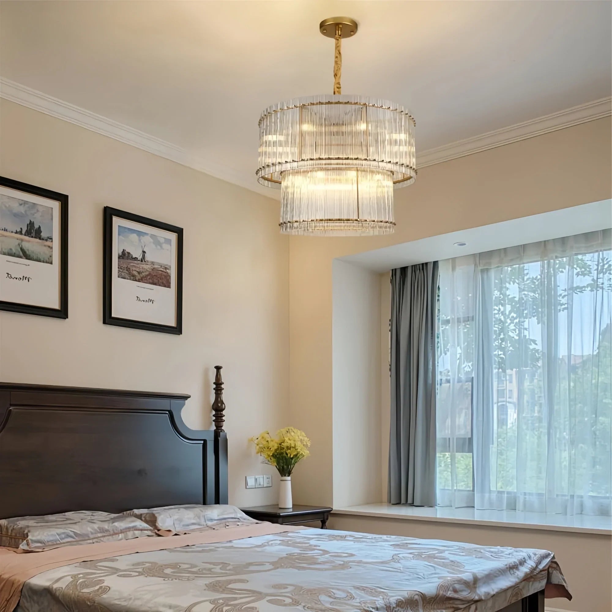 Sun Marco Modern Tierd Glass Round Chandelier-