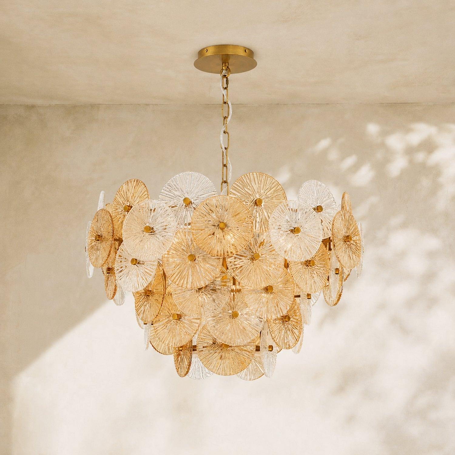 Suna Round Chandelier 12 Light 30"W - Blushlighting