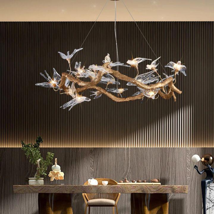Swallow Branch Chandelier - Size: Dia 33.4″(85cm) x H 13.7″(35cm)Warm LightBlushlighting