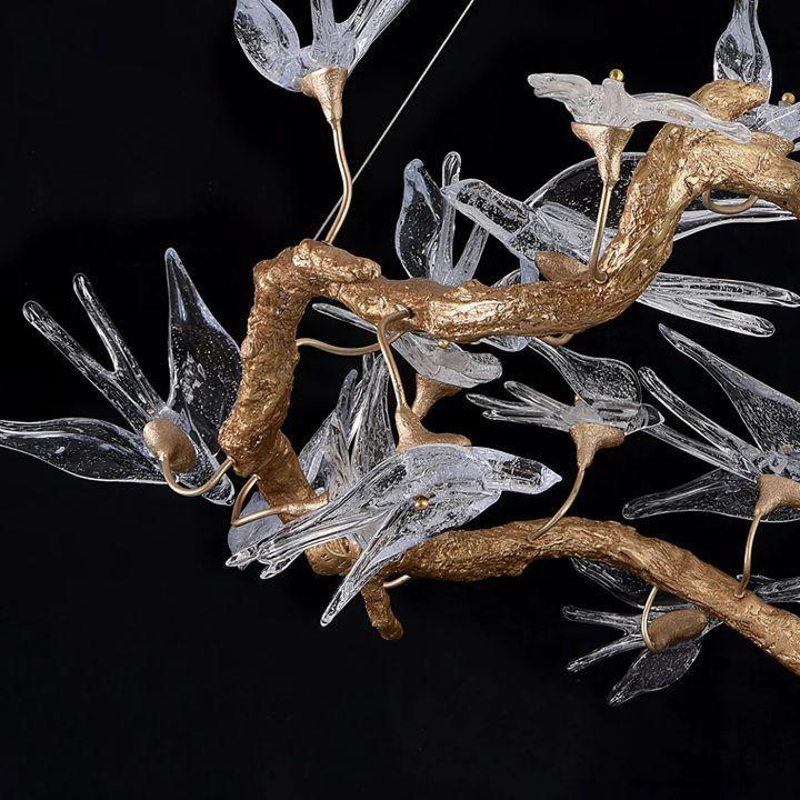 Swallow Branch Chandelier - Size: Dia 33.4″(85cm) x H 13.7″(35cm)Warm LightBlushlighting