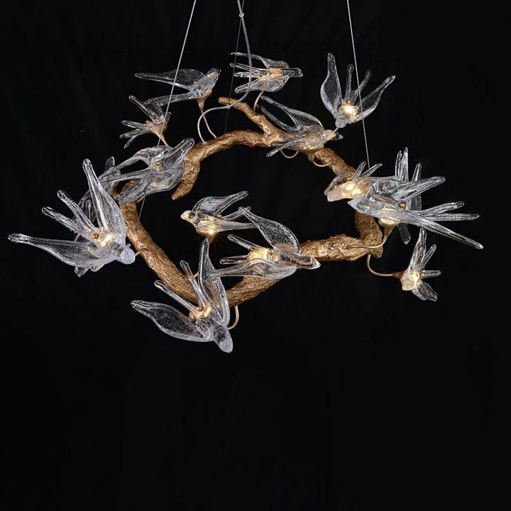 Swallow Branch Chandelier - Size: Dia 33.4″(85cm) x H 13.7″(35cm)Warm LightBlushlighting