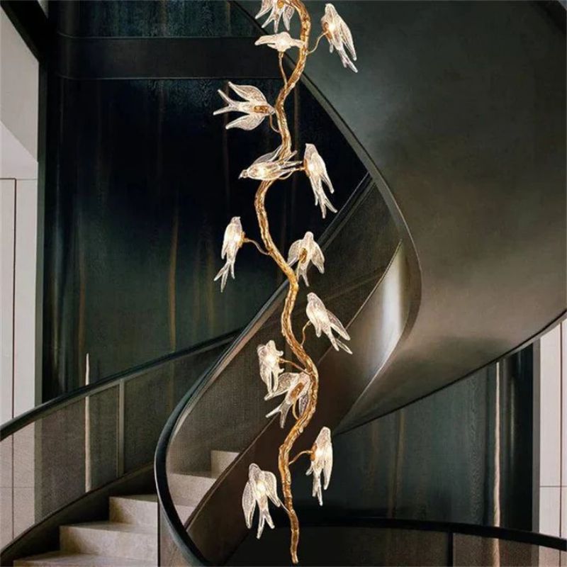 Swallow Glass Long Tree Branch Chandelier - 108" HBlushlighting