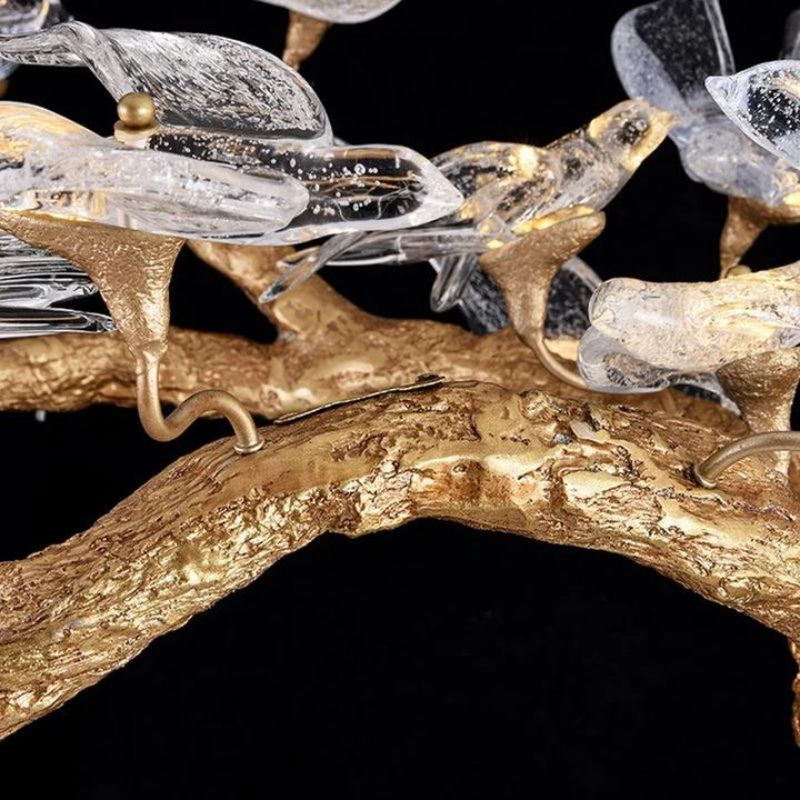 Swallow Glass Tree Branch Round Chandelier-chandeliers for dining room,chandeliers for stairways,chandeliers for foyer,chandeliers for bedrooms,chandeliers for kitchen,chandeliers for living room-Blushlighting