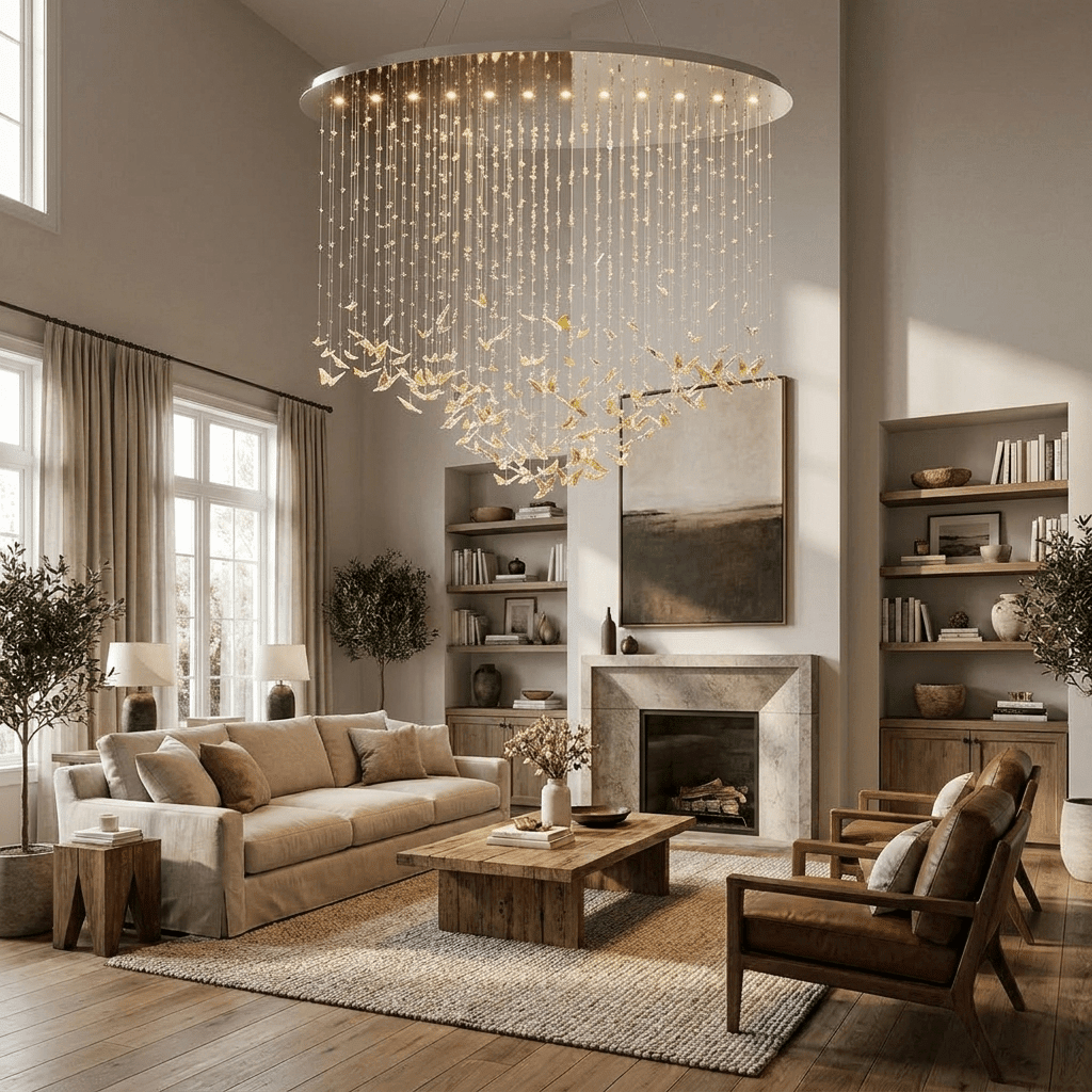 Sylvane LED K9 Crystal Branch Chandelier - L 59.1″ × W 11.8″ × H 59.1″Amber & ClearWarm LightBlushlighting