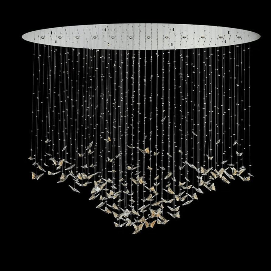 Sylvane LED K9 Crystal Branch Chandelier - L 59.1″ × W 11.8″ × H 59.1″Amber & ClearWarm LightBlushlighting