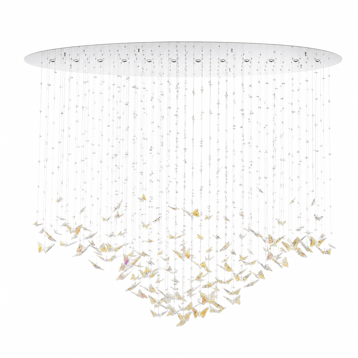Sylvane LED K9 Crystal Branch Chandelier - L 59.1″ × W 11.8″ × H 59.1″Amber & ClearWarm LightBlushlighting