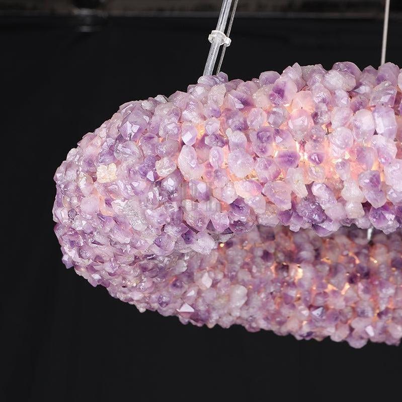 Tadeo Purple Rock Crystal Round Luxury Chandelier-Blushlighting-Blushlighting