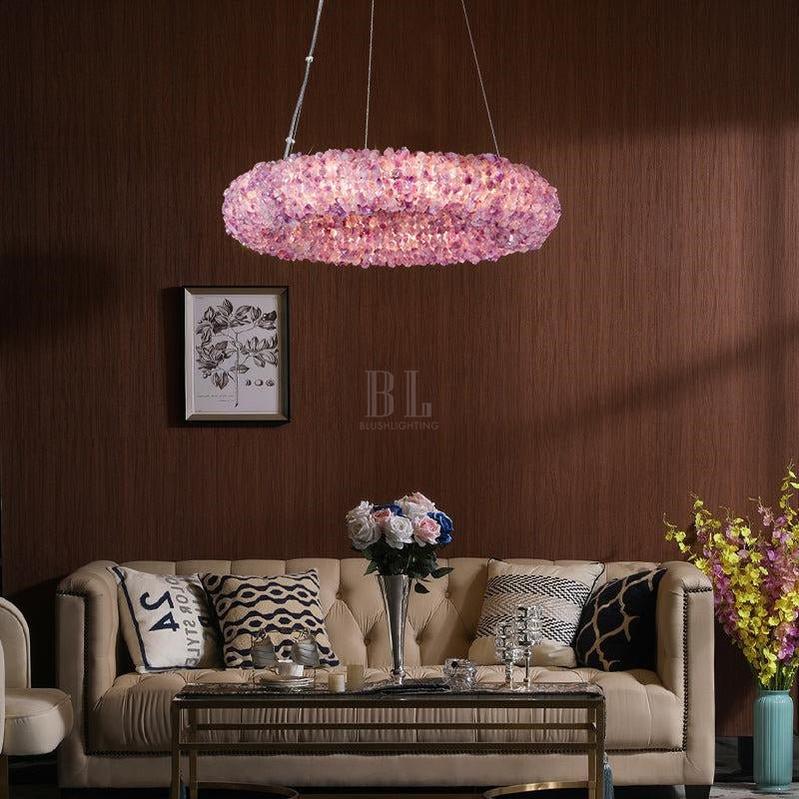 Tadeo Purple Rock Crystal Round Luxury Chandelier-Blushlighting-Blushlighting