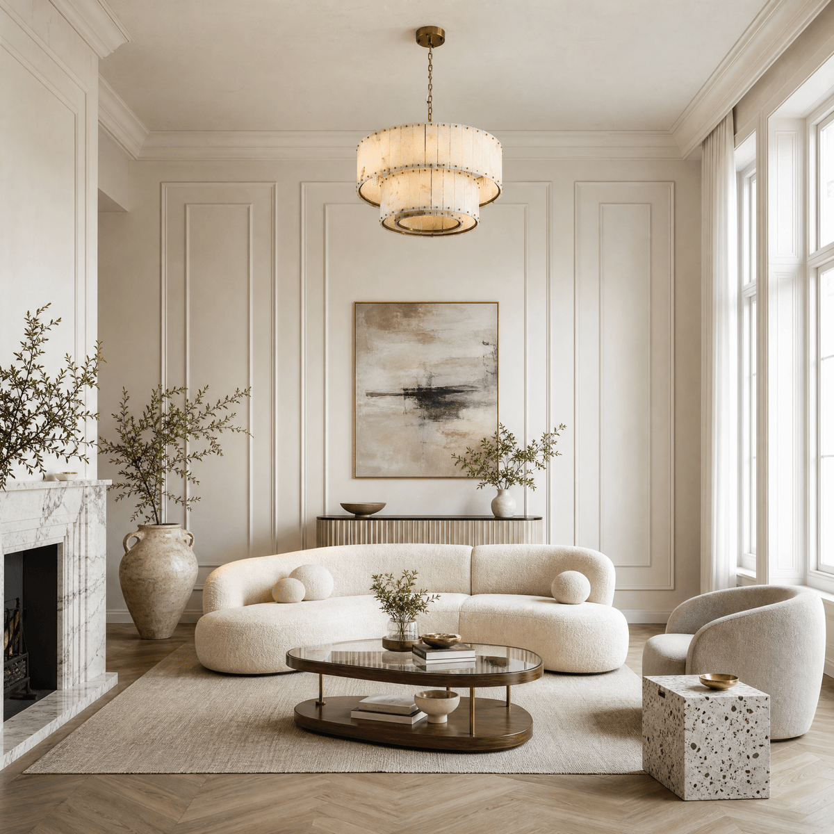 Tamburo Tier Drum Chandelier - 1Floor:D600/Blushlighting