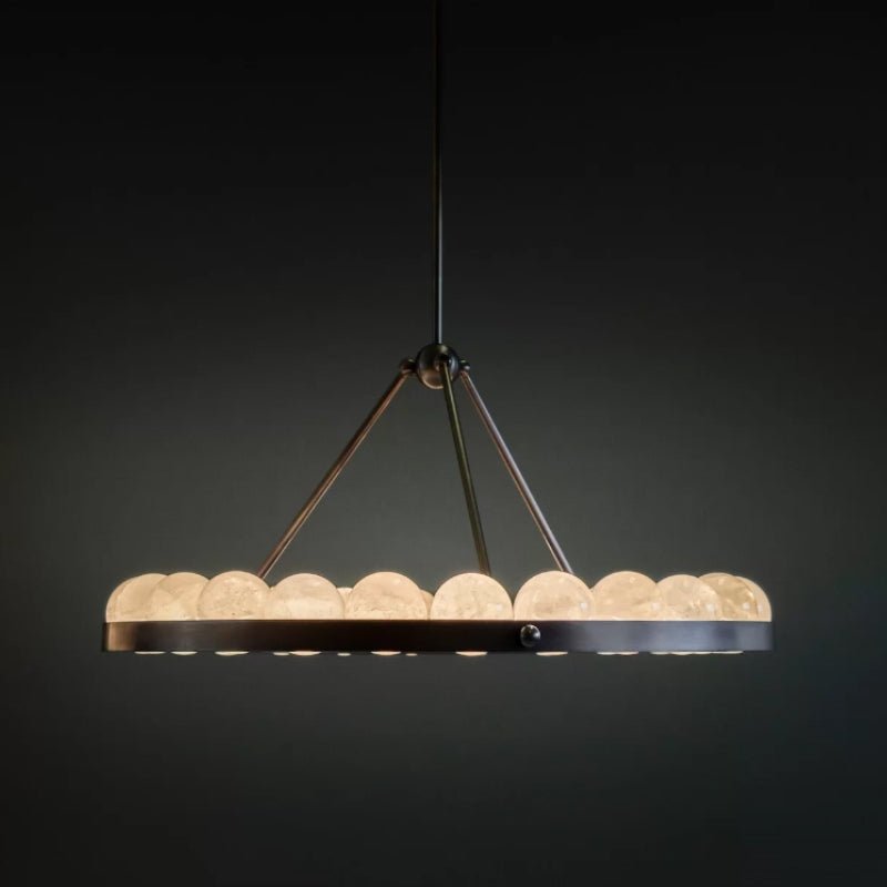 Tamsin Modern Designer Alabaster Round Chandelier for Living Room - 35.4″Blushlighting