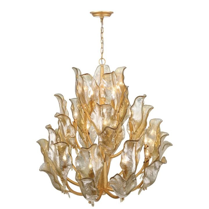 Tarot Modern Glass Chandelier - Gold20 LightBlushlighting