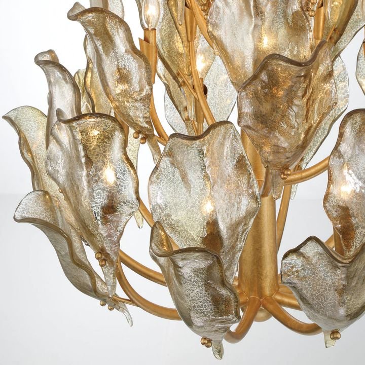 Tarot Modern Glass Chandelier - Gold32 LightBlushlighting
