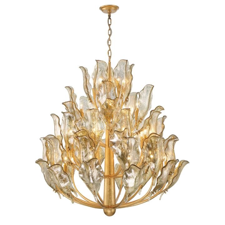 Tarot Modern Glass Chandelier - Gold32 LightBlushlighting