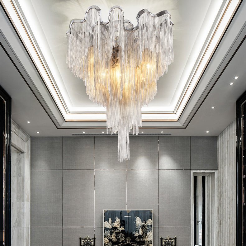 Tassel Aluminum Chain Ceiling Lighting - D24"Blushlighting