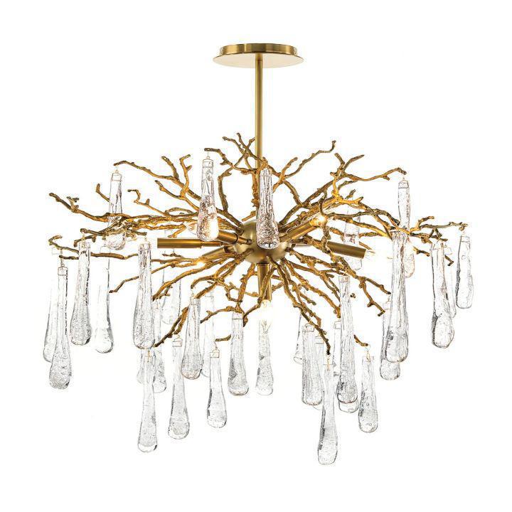 Teardrop 7 - Light Chandelier - Lacquered Burnished BrassBlushlighting