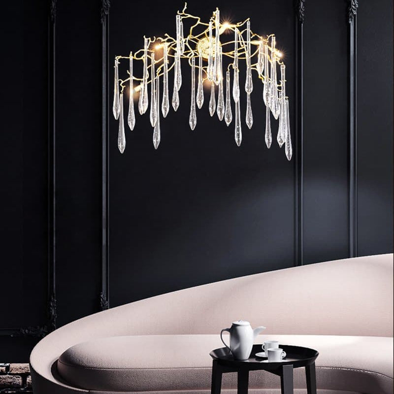 Teardrop Crystal Branch Brass Wall Sconce - W14" X D10" X H20"Blushlighting