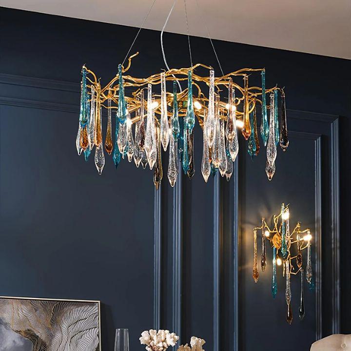 Teardrop Crystal Chandelier-chandeliers for dining room,chandeliers for stairways,chandeliers for foyer,chandeliers for bedrooms,chandeliers for kitchen,chandeliers for living room-Dia 39.4″(100cm) x H 23.6″(60cm)-Blushlighting