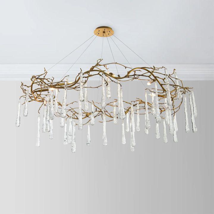 Teardrop Round Chandelier - Lacquered Burnished BrassBlushlighting